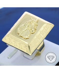 Greco Pferd Horse Siegel Ring 585 / 14 Kt Gelb Gold Gr. 61
