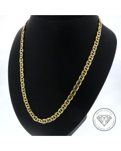 Flachpanzer Steg Kette 585 / 14 Kt Gelb Gold 60 cm