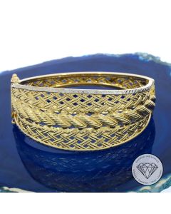 Bicolor Armreif 585 / 14 Kt Gelb- & Wei&szlig; Gold 18 cm