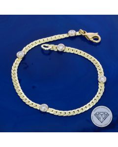 Brillant Flachpanzer Armband 585 / 14 Kt 0,30 Carat Gelb Wei&szlig; Gold 16,5 cm