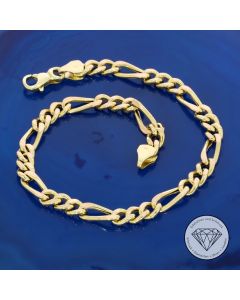 Figaro Panzer Armband 585 / 14 Kt Gelb Gold 20 cm