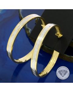 Greco Creolen Ohrringe 585 / 14 Kt Gelb Weiß Gold
