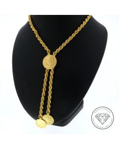 Kurush Kordel Collier Kette 875 / 21 Kt Gelb Gold 53 cm