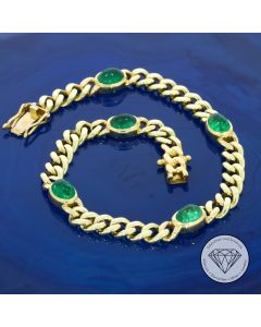 Original Quinn Smaragd Flach Panzer Varianten Armband 585 Gold