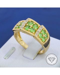 Brillant Peridot Ring 585 / 14 Kt Gelb Wei&szlig; Gold Gr. 56,5