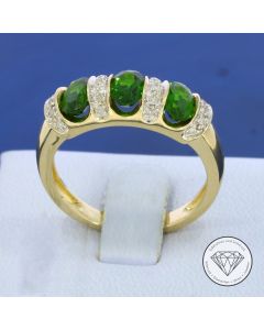 Diamant Tsavorit Ring 585 / 14 Kt Gold Gr. 55,5