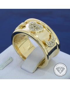 Diamant Herz Stern Mond Ring 585 / 14 Kt Gelb Gold Gr. 56