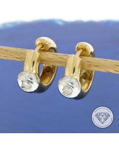 Solit&auml;r Brillant 0,22 Ct Creolen 585 / 14 Kt Gold