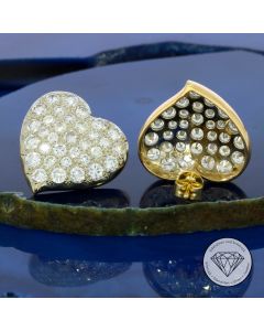 Brillant 5,00 Carat Herz Ohrringe 750 / 18 Kt Gold