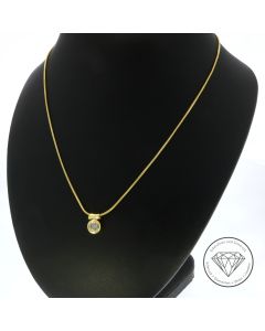 Schlangen Kette mit Brillant Anh&auml;nger 585 / 14 Kt 0,25 Carat Gelb Gold 45,5 cm