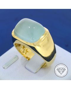 Brillant Aquamarin 8,01 Carat Ring 750 / 18 Kt Gelb Gold