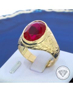 Farbedelstein Ring 585 / 14 Kt Gelb Gold Gr. 60