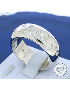 Designer Brillant Ring 585 / 14 Kt Wei&szlig; Gold