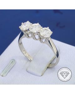 Damen Brillant Ring 585 / 14 Kt Wei&szlig; Gold 