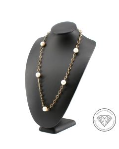 S&uuml;dsee Perlen Rauchquarz Kette 750 / 18 Kt Gold 82,0 cm