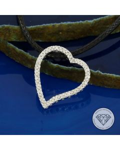 Diamant Herz Anh&auml;nger 585 / 14 Kt Wei&szlig; Gold