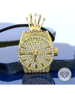 Kronen Uhr Anh&auml;nger 585 / 14 Kt Gelb Gold