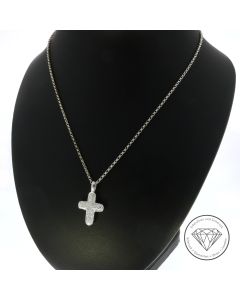 Brillant 1,10 Carat Kreuz Anh&auml;nger + Kette 750 Wei&szlig; Gold