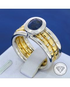 Saphir Brillant 0,65 Carat Steck Ring 750 / 18 Kt Gold