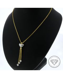 Schlauch Herz Collier Kette 585 / 14 Kt Gelb Wei&szlig; Gold 45 cm