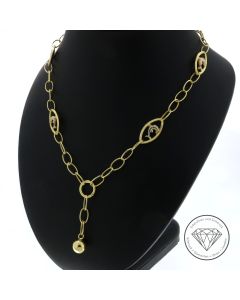 Delfin Delphin Collier Kette 585 / 14 Kt Gelb Wei&szlig; Gold 49,5 cm