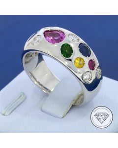 Massiver Edelstein Brillant Ring 750 / 18 Kt Wei&szlig; Gold