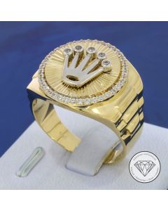 Kronen Siegel Ring 585 / 14 Kt Gelb Wei&szlig; Gold Gr. 66