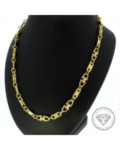 Massive Steigb&uuml;gel Pl&auml;ttchen Kette 585 / 14 Kt Gelb Gold 62 cm