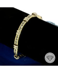 Brillant Armband 585 / 14 Kt 6,00 Carat Gelb Wei&szlig; Gold 17 cm