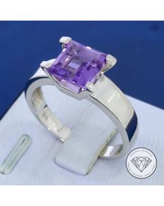 Amethyst Ring 585 / 14 Karat Wei&szlig; Gold Handarbeit