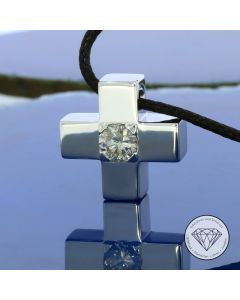 Brillant Kreuz Anh&auml;nger 585 / 14 Kt 1,10 Carat Wei&szlig; Gold