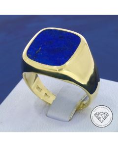 Lapis Lazuli Siegel / Wappen Ring 585 / 14 Kt Gelb Gold Gr. 56