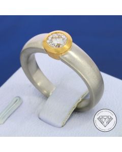 Massiver Damen Solit&auml;r Brillant Ring 950 Platin 750 / 18 Kt Ros&eacute; Gold 