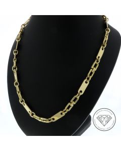 Massive Steigb&uuml;gel Pl&auml;ttchen Kette 585 / 14 Kt Gelb Gold 64 cm