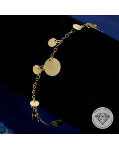 Pl&auml;ttchen Fu&szlig;kette 585 / 14 Kt Gelb Gold 26 cm