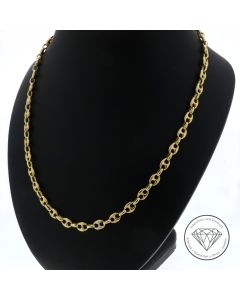 Anker Bohnen Kette 585 / 14 Kt Gelb Gold 65 cm