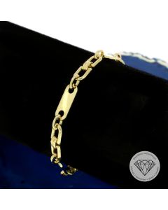 Massives Steigb&uuml;gel Pl&auml;ttchen Armband 585 / 14 Kt Gelb Gold 21,0 cm