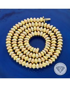 Tricolor Schlauch Kette 750 / 18 Kt Gold 46,5 cm