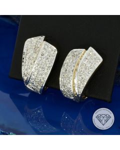Brillant Ohrringe 585 / 14 Kt 1,47 Carat Gelb Wei&szlig; Gold