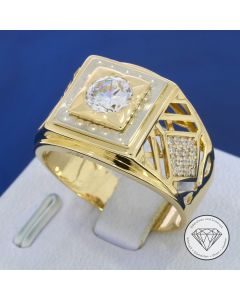 Opulenter Ring 585 / 14 Kt Gelb- & Wei&szlig; Gold Gr. 61,5