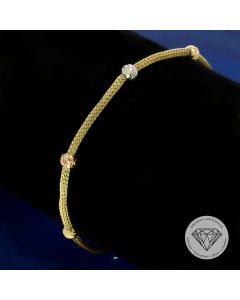 Tricolor Kügelchen Armband 585 / 14 Kt Gold 17,5 - 18,5 cm