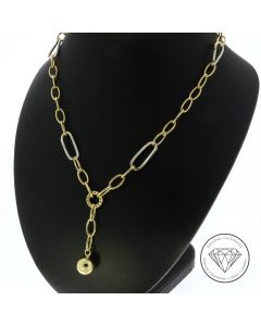 Anker Kugel Collier Kette 585 / 14 Kt Gelb Wei&szlig; Gold 46,5 cm