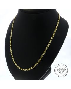 Feine Figaro-Panzer-Steg-Kette 585 / 14 Kt Gelb Gold 49 cm
