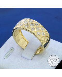Diamant Ring 585 / 14 Kt Gelb Wei&szlig; Gold Gr. 59,5