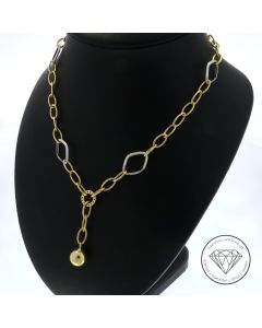 Kugel Collier Kette 585 / 14 Kt Gelb- & Weiß Gold 50,5 cm