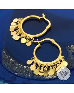 Pl&auml;ttchen Creolen Ohrringe 916 / 22k 22 KT Gelb Gold