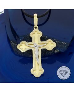 Kruzifix Kreuz Jesus Anh&auml;nger 585 / 14 Kt Gelb Wei&szlig; Gold