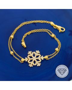 Schneeflocke Stern Armband 585 / 14 Kt Gelb Gold 18 cm