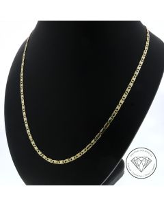 Flachpanzer Steg Kette 750 / 18 Kt Gelb Gold 55 cm