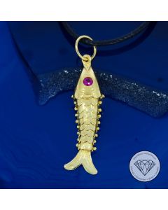 Beweglicher Fisch Anh&auml;nger 916 / 22 Kt Gelb Gold 44,5 mm